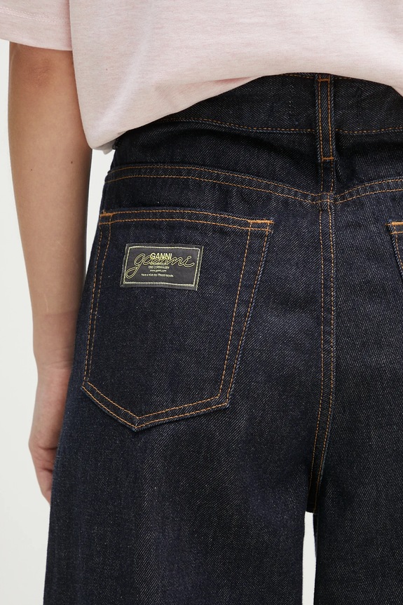 GANNI jeansy Rinse Denim Izey Belt J1624 granatowy