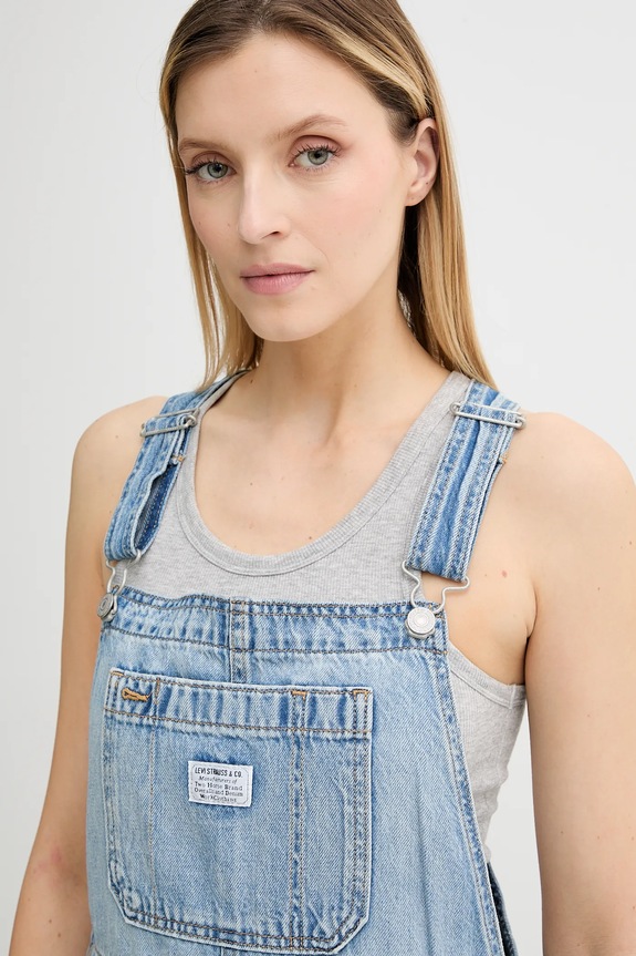 Levi's ogrodniczki jeansowe UTILITY SHORTALL niebieski 001UY