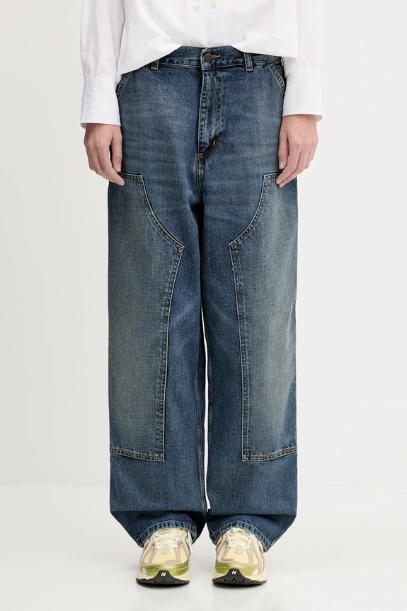 Bavlněné džíny Carhartt WIP Brandon Double Knee Pant námořnická modř I034462.014L