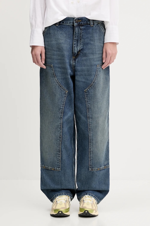 Bavlněné džíny Carhartt WIP Brandon Double Knee Pant námořnická modř I034462.014L