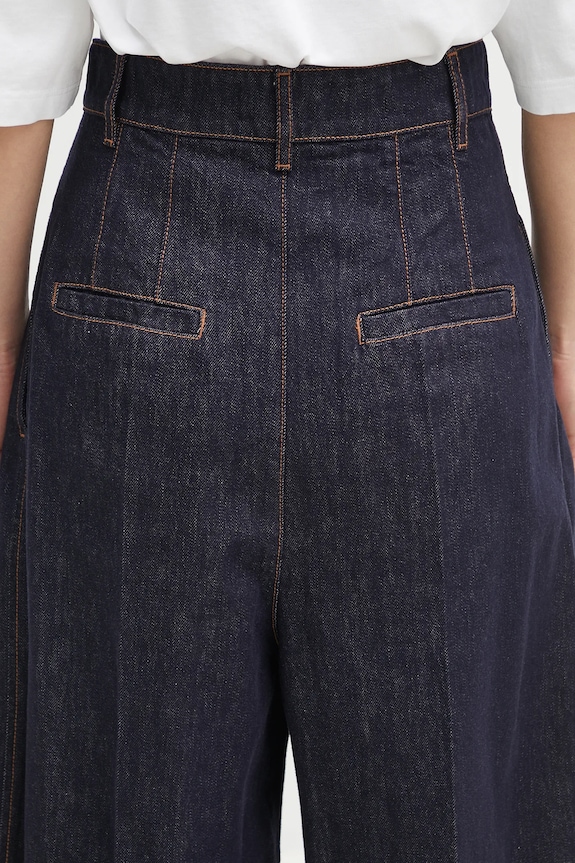 Sportmax jeansy bawełniane Blanc 2512131045600 granatowy