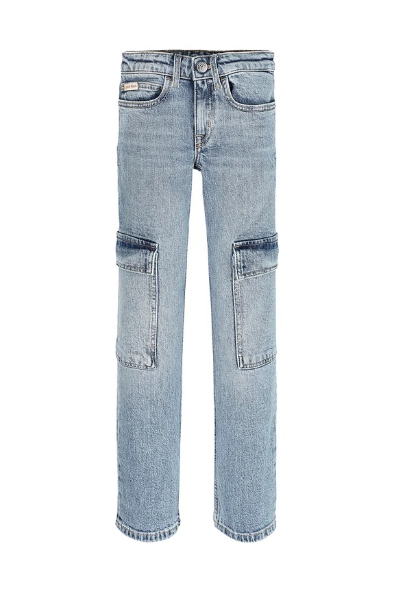 Detské rifle Calvin Klein Jeans MR STRAIGHT IG0IG02705.PPYA modrá SS25