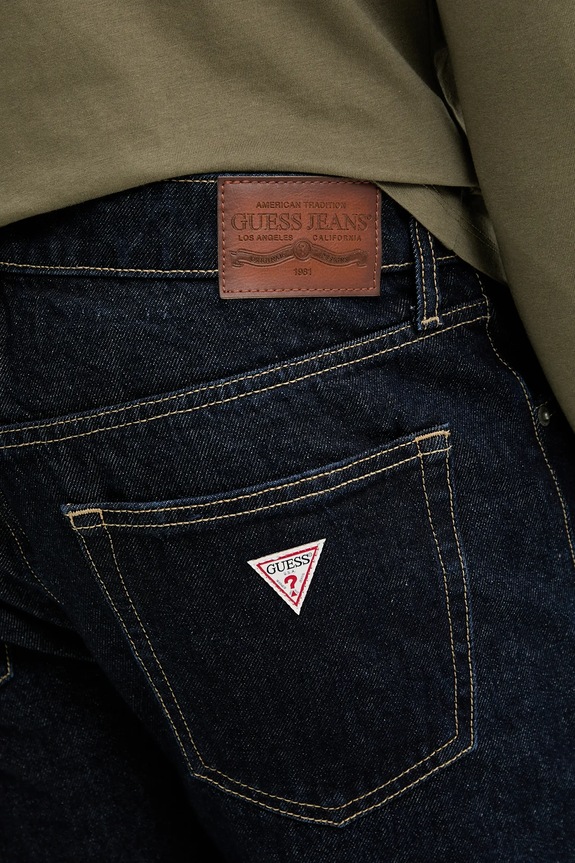 Guess Jeans pamut nadrág sötétkék M4BA80.D5HS1