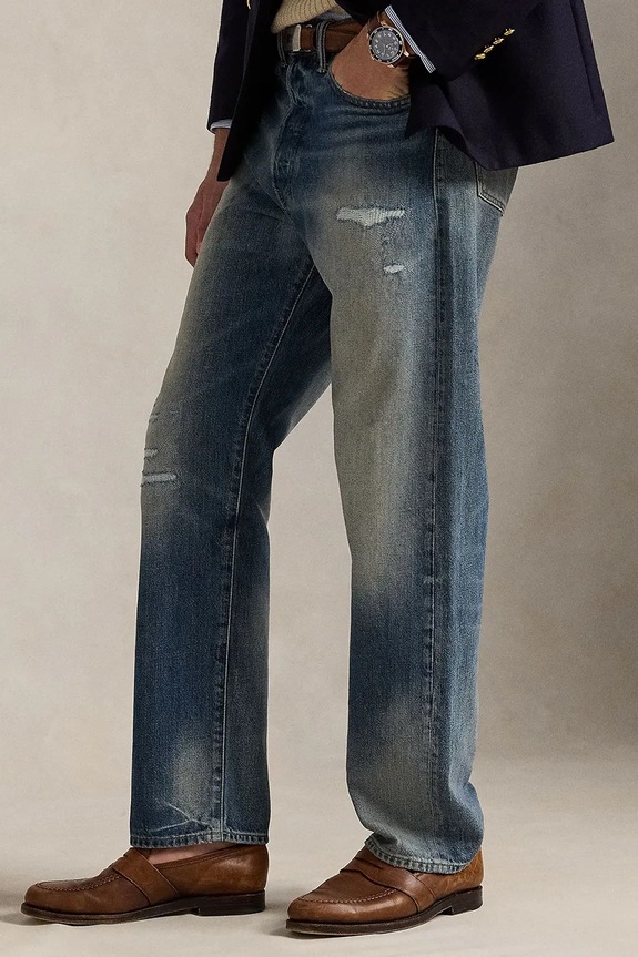 Odzież Polo Ralph Lauren jeansy bawełniane 710963171 niebieski