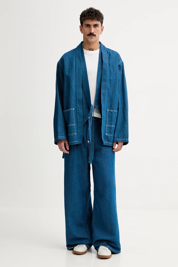Kenzo jeansy z domieszką lnu FF55DP4196T1.DM niebieski SS25