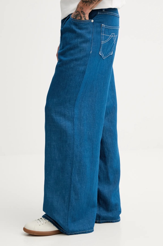 Kenzo jeansy z domieszką lnu niebieski FF55DP4196T1.DM