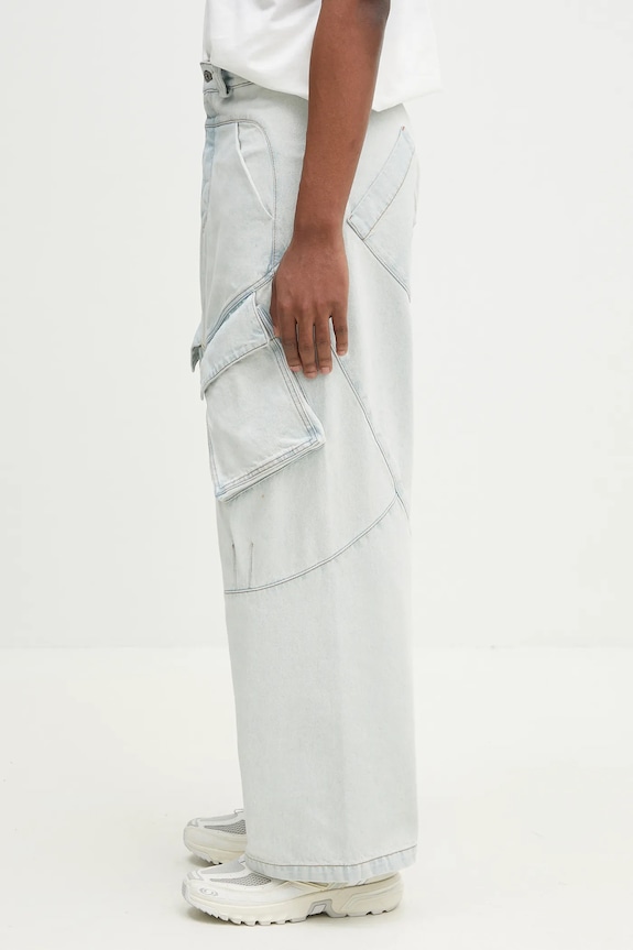 Pamučne traperice Marcelo Burlon Bleach Denim Wide Cargo Light Blue No Co CMYB003S25DEN0014000 plava SS25