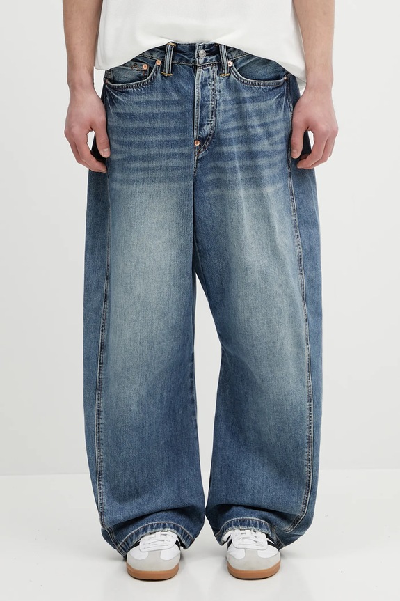 Evisu jeans Kamon Leather Applique albastru 2ESHTM5JE1010