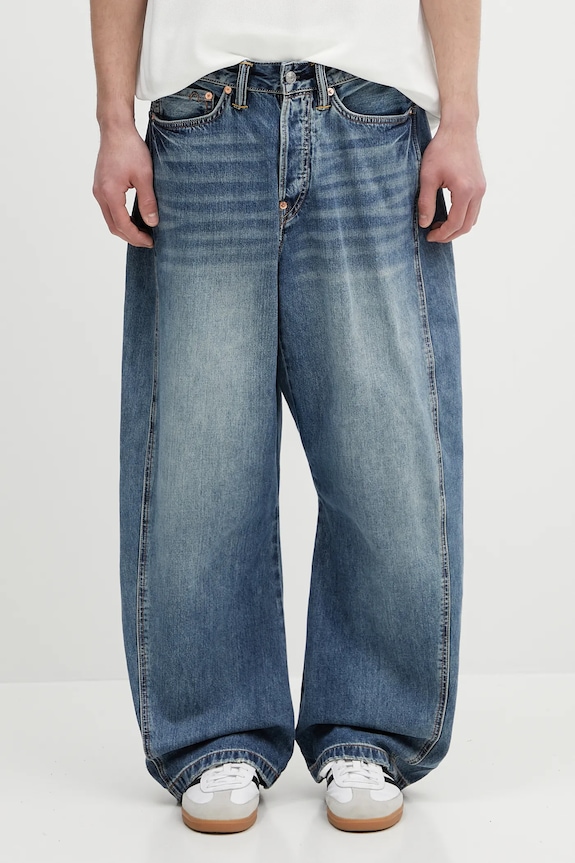 Evisu jeans Kamon Leather Applique albastru 2ESHTM5JE1010