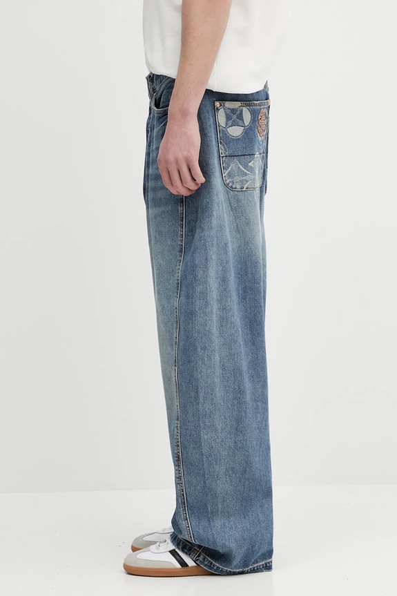 Evisu jeans Kamon Leather Applique 2ESHTM5JE1010 albastru SS25