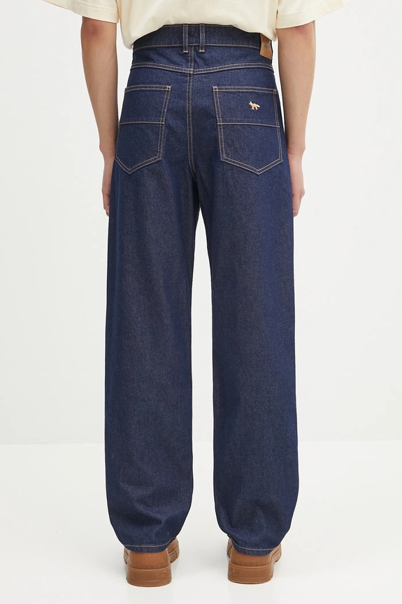 Odzież Maison Kitsuné jeansy Straight Denim OM01118WW0081 granatowy