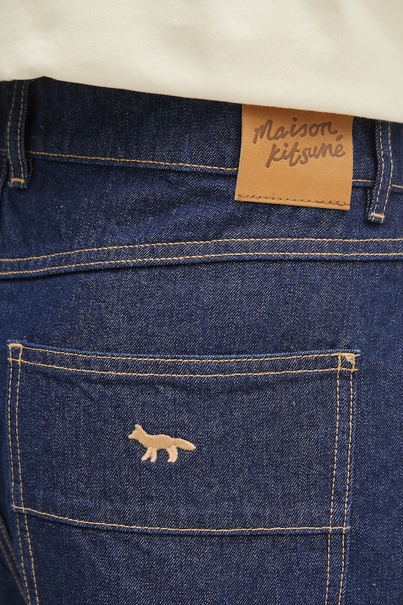 Maison Kitsuné jeansy Straight Denim granatowy OM01118WW0081