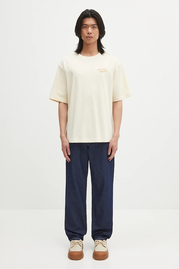Maison Kitsuné jeansy Straight Denim OM01118WW0081 granatowy