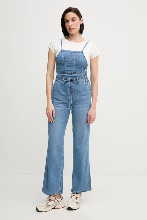 Pepe Jeans kantáros farmernadrág JANICE kék PL230519