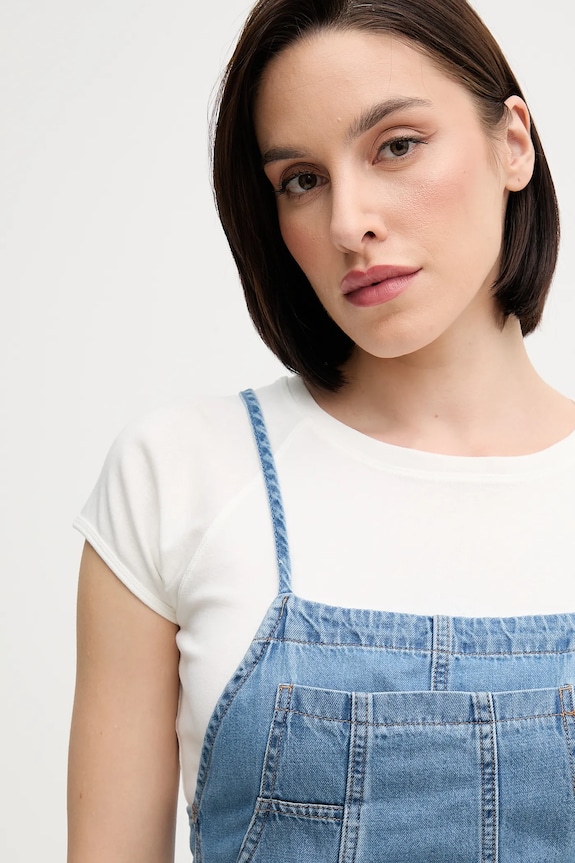 Pepe Jeans kantáros farmernadrág JANICE kék PL230519