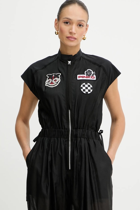 Pinko kombinezon z domieszką jedwabiu czarny 105239.A2M7