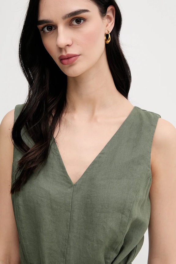 United Colors of Benetton salopetă din in verde 4AGHDT00E
