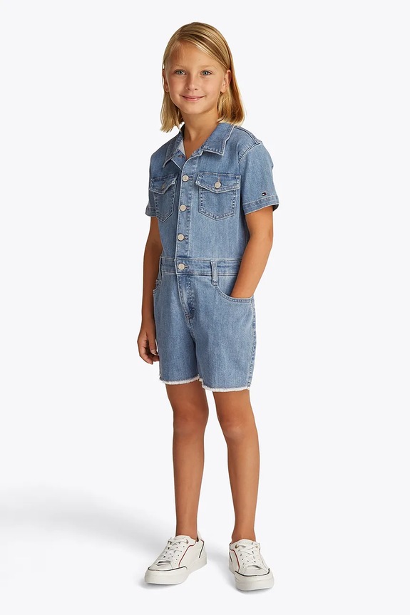 Tommy Hilfiger kombinezon jeansowy dziecięcy z elastanem niebieski KG0KG08489.PPYA