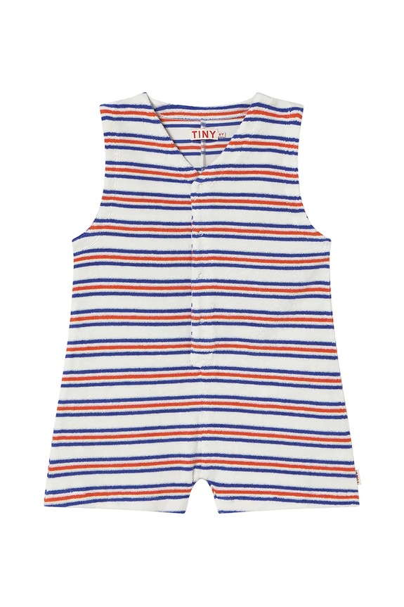 Tinycottons kombinezon bawełniany dziecięcy STRIPES MULTICOLOR JUMPSUIT SS25.131 biały SS25