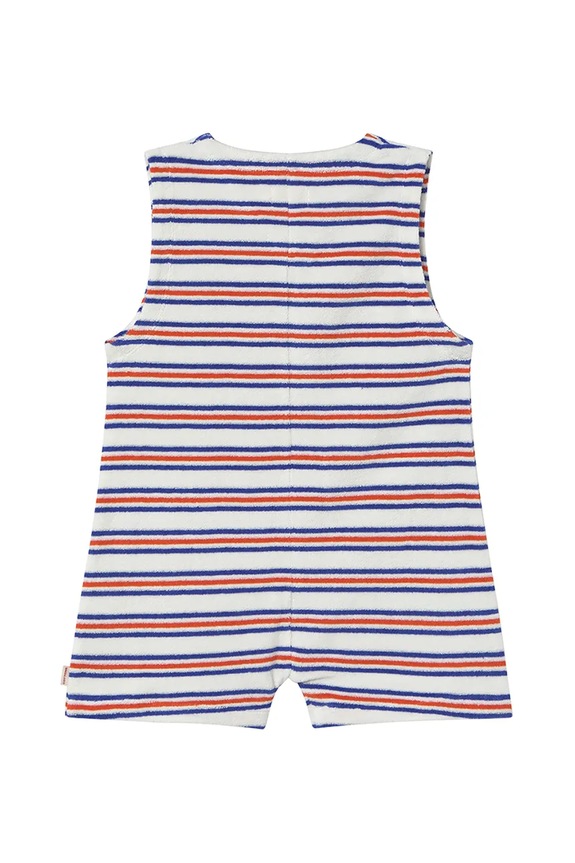 Dziewczynka Tinycottons kombinezon bawełniany dziecięcy STRIPES MULTICOLOR JUMPSUIT SS25.131 biały