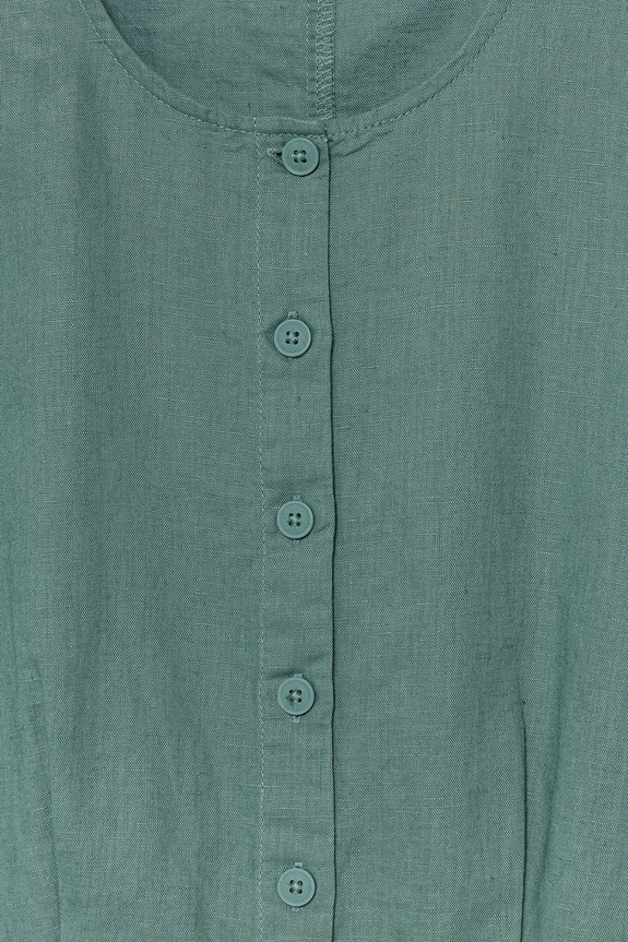 DÍVKA Dětský lněný overal United Colors of Benetton 43WBCT014.G.Seasonal tyrkysová