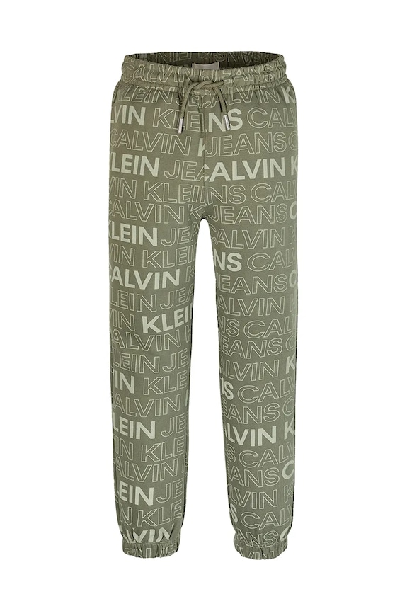 Dječji pamučni donji dio trenirke Calvin Klein Jeans IB0IB02345.PPYA zelena SS25