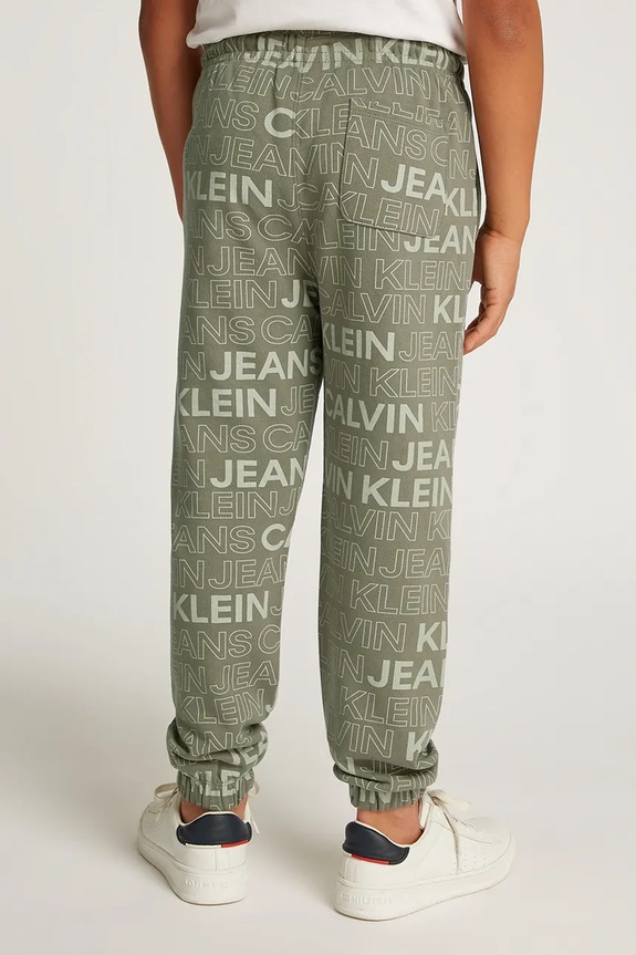 Dječji pamučni donji dio trenirke Calvin Klein Jeans zelena IB0IB02345.PPYA
