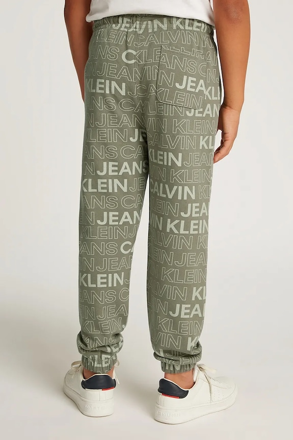 Dječji pamučni donji dio trenirke Calvin Klein Jeans zelena IB0IB02345.PPYA