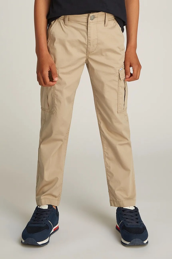 Tommy Hilfiger spodnie dziecięce z elastanem beżowy KB0KB09303.128.176.PPYA