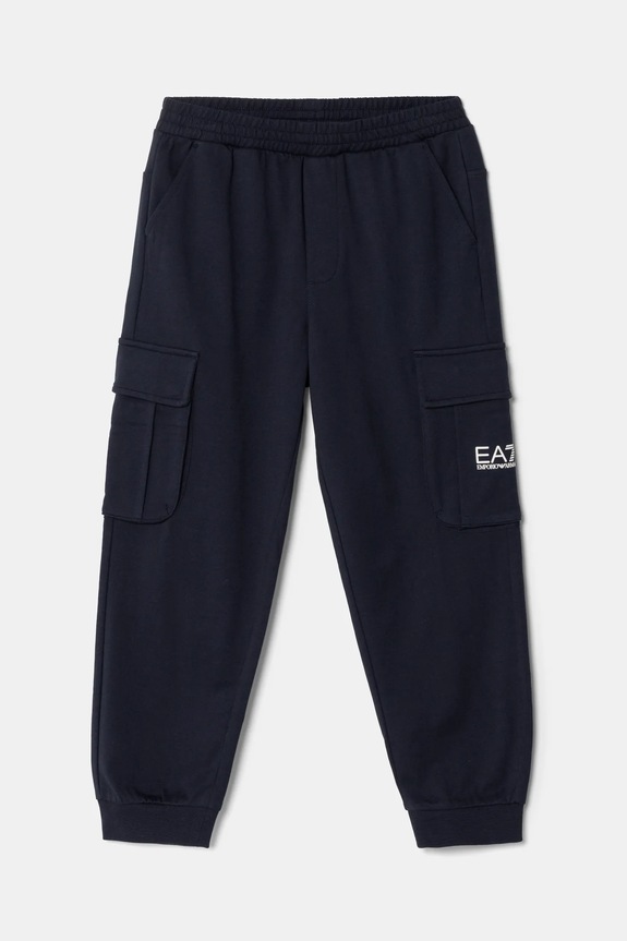 EA7 Emporio Armani spodnie dresowe bawełniane dziecięce dzianina granatowy 7B000028.AF10380