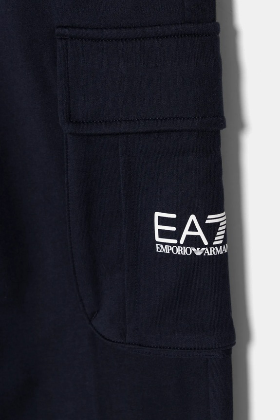 Chłopiec EA7 Emporio Armani spodnie dresowe bawełniane dziecięce 7B000028.AF10380 granatowy