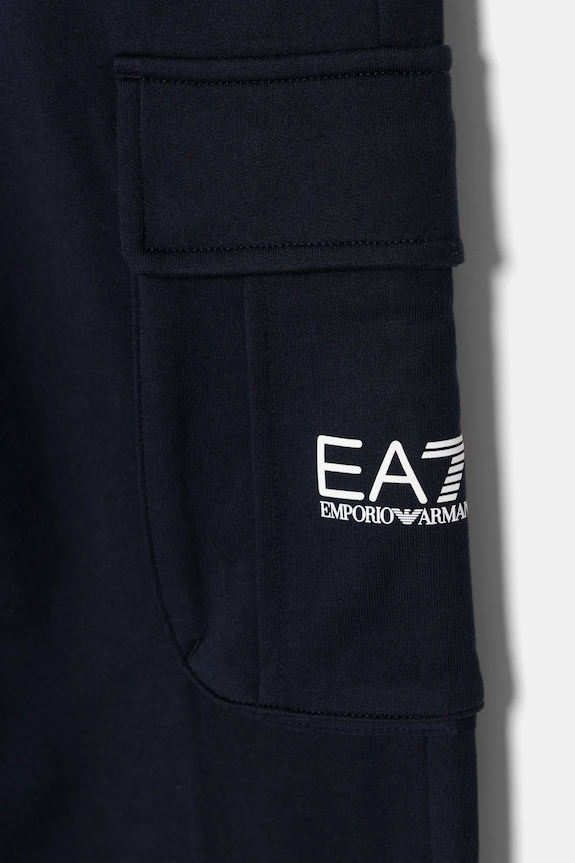 Chłopiec EA7 Emporio Armani spodnie dresowe bawełniane dziecięce 7B000028.AF10380 granatowy