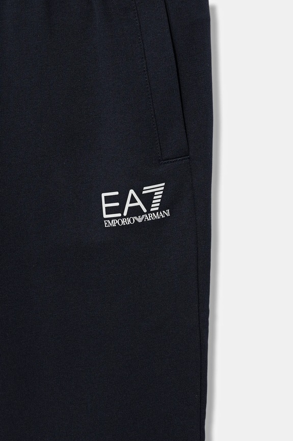 Chłopiec EA7 Emporio Armani spodnie dresowe bawełniane dziecięce 7B000027.AF10380 granatowy