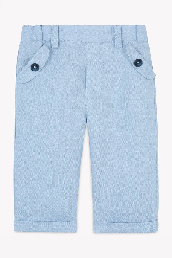 Tartine et Chocolat pantaloni in lino per neonato tessuto blu CA22061.60.74