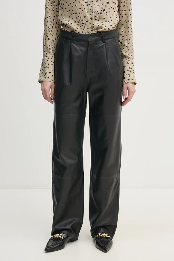 Kožne hlače Joop! Lorena bez uzorka crna 80000714