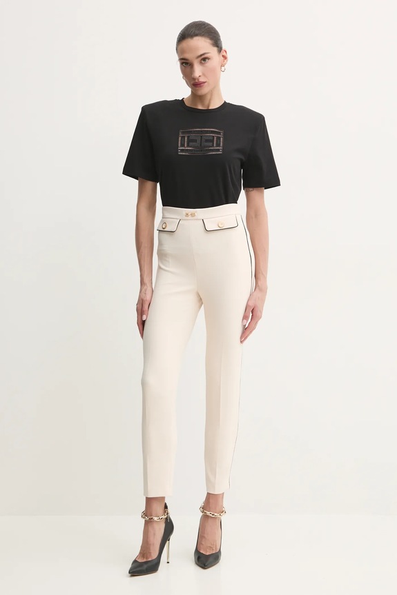 Παντελόνι Elisabetta Franchi PAT7151E2 μπεζ SS25