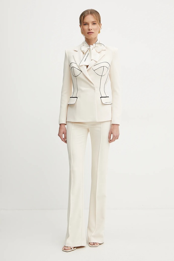 Kalhoty Elisabetta Franchi PA08451E2 béžová SS25