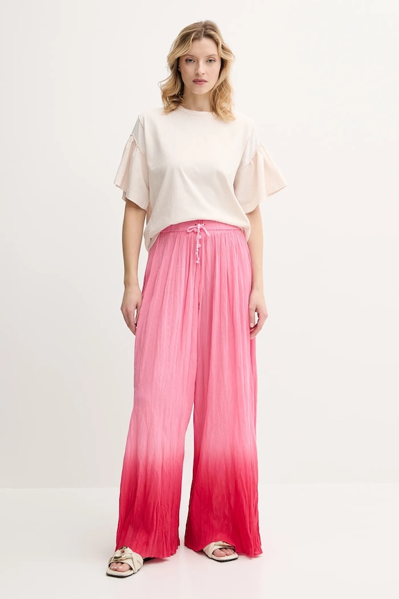 Βαμβακερό παντελόνι Pinko 104756.A2G4 ροζ SS25