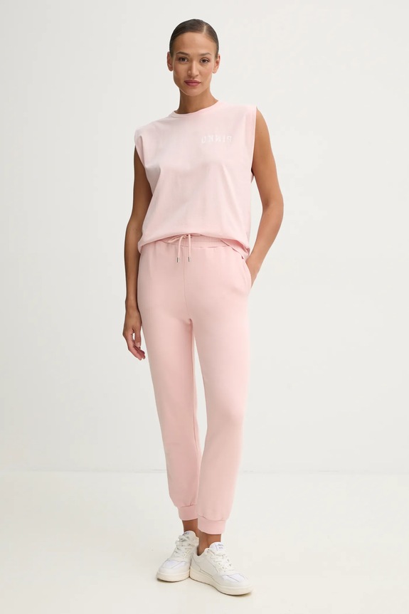 Pinko spodnie dresowe bawełniane 100371.A2BZ różowy SS25