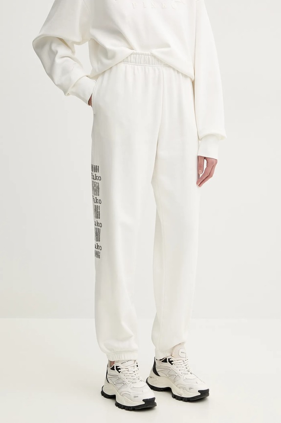 Βαμβακερό παντελόνι Pinko στάμπα λευκό 104790.A2CV