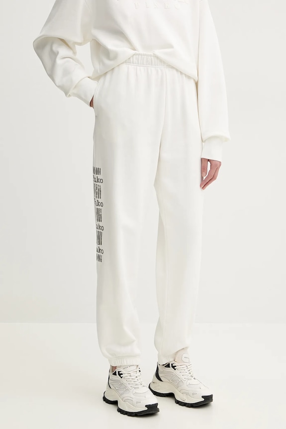 Βαμβακερό παντελόνι Pinko στάμπα λευκό 104790.A2CV