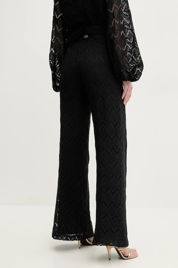 Ρούχα Βαμβακερό παντελόνι Twinset 251TP2409 μαύρο