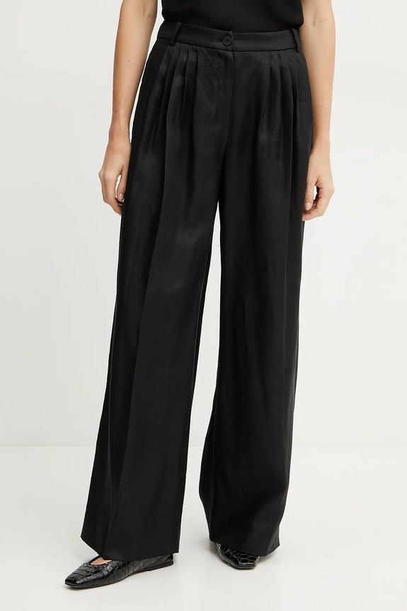 Luisa Spagnoli pantaloni din in in negru 542166