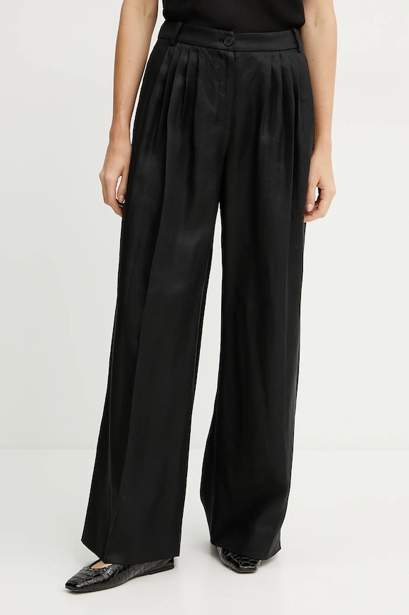 Luisa Spagnoli pantaloni din in in negru 542166