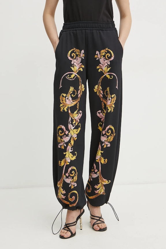 Versace Jeans Couture spodnie dresowe bawełniane wzorzyste czarny 78HAA3P0.FS194