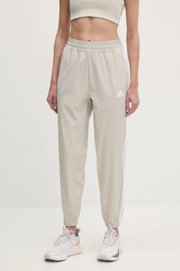 adidas Performance pantaloni de antrenament 3 Stripes panza bej JD6522