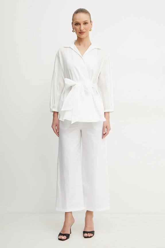 Bavlnené nohavice Marella Emme by Marella 2515131082 biela SS25