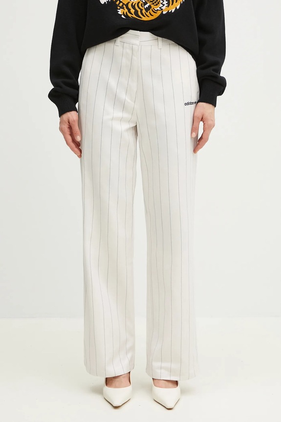 adidas Originals trousers PINSTRIPE PANTS fabric beige JJ3483