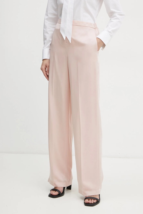 Theory pantaloni de matase drept roz K0502208