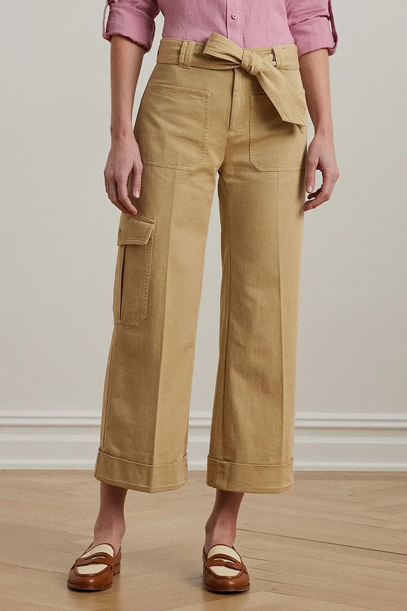 Lauren Ralph Lauren pamut nadrág dzsörzé bézs 200974894